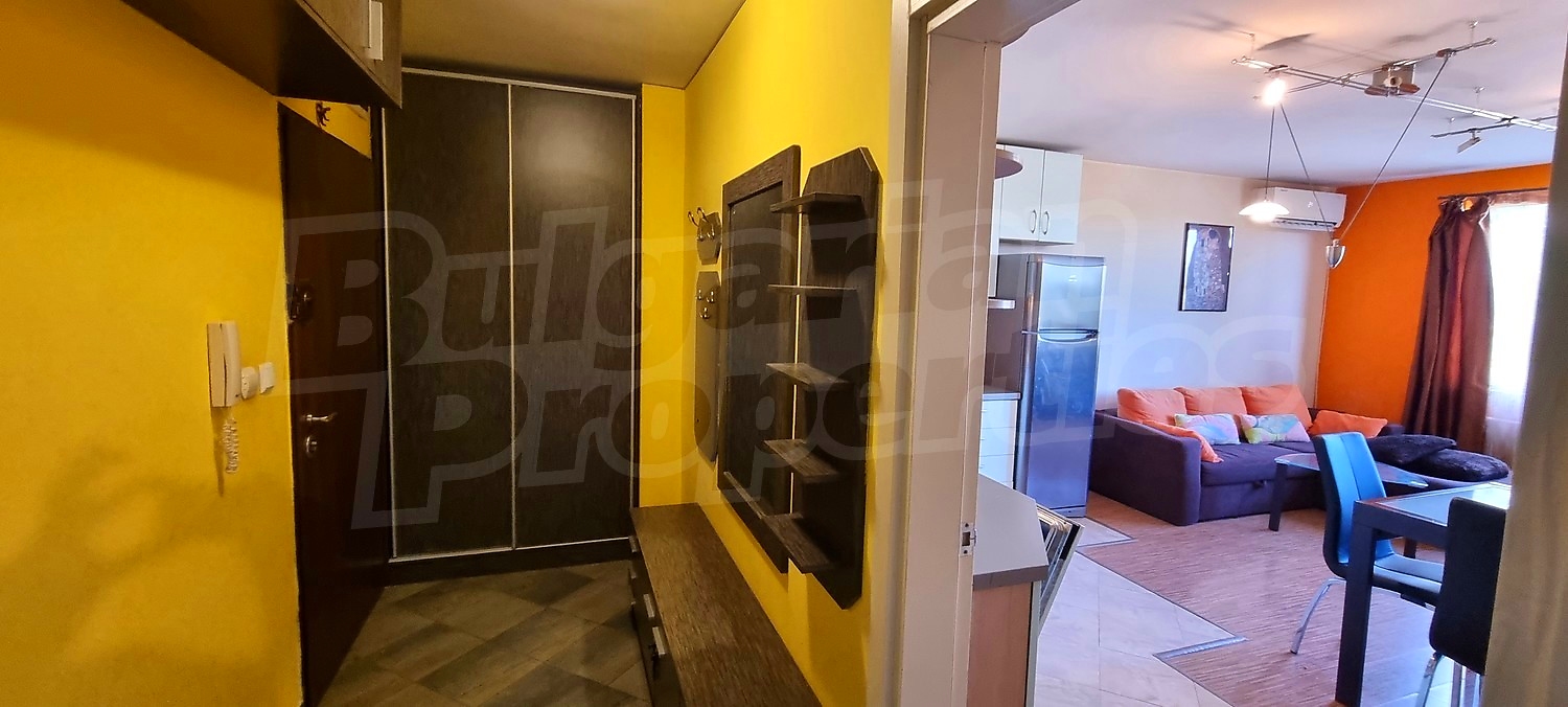 inside, hallway, living room, furnished