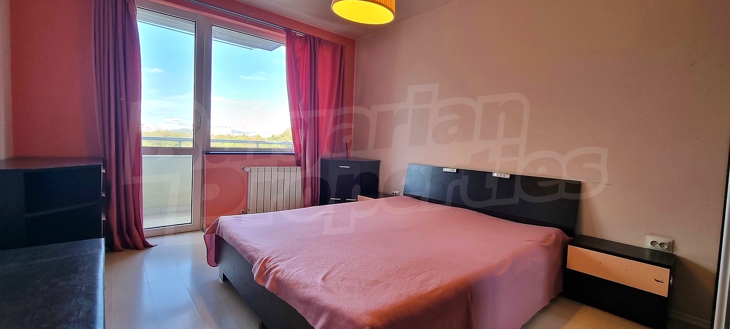 inside, bedroom, view from balcony