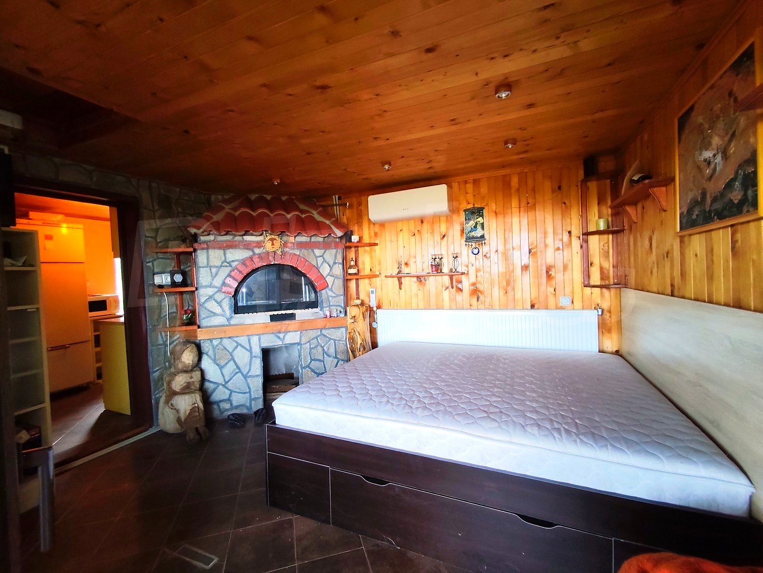 inside, bedroom, fireplace