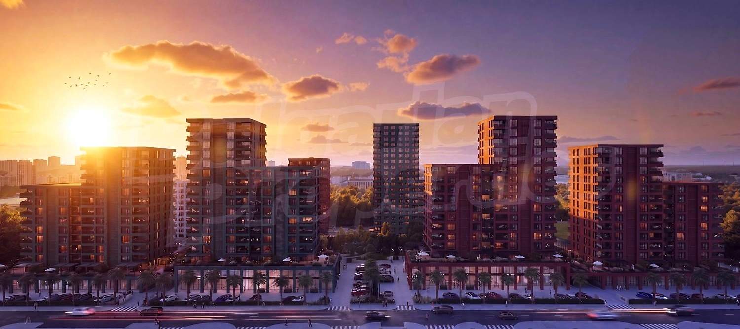 outside, facade, sunset, view from balcony