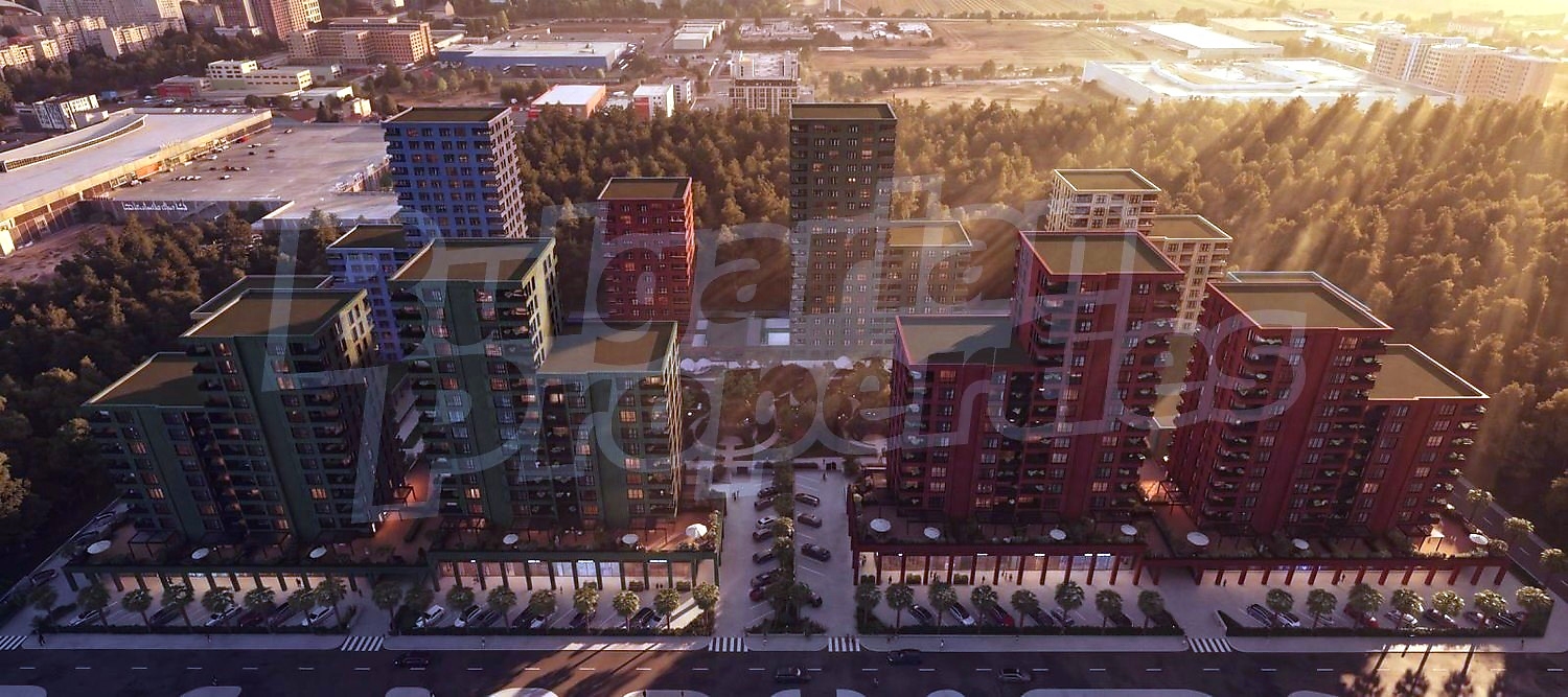 facade, outside, parking, green area