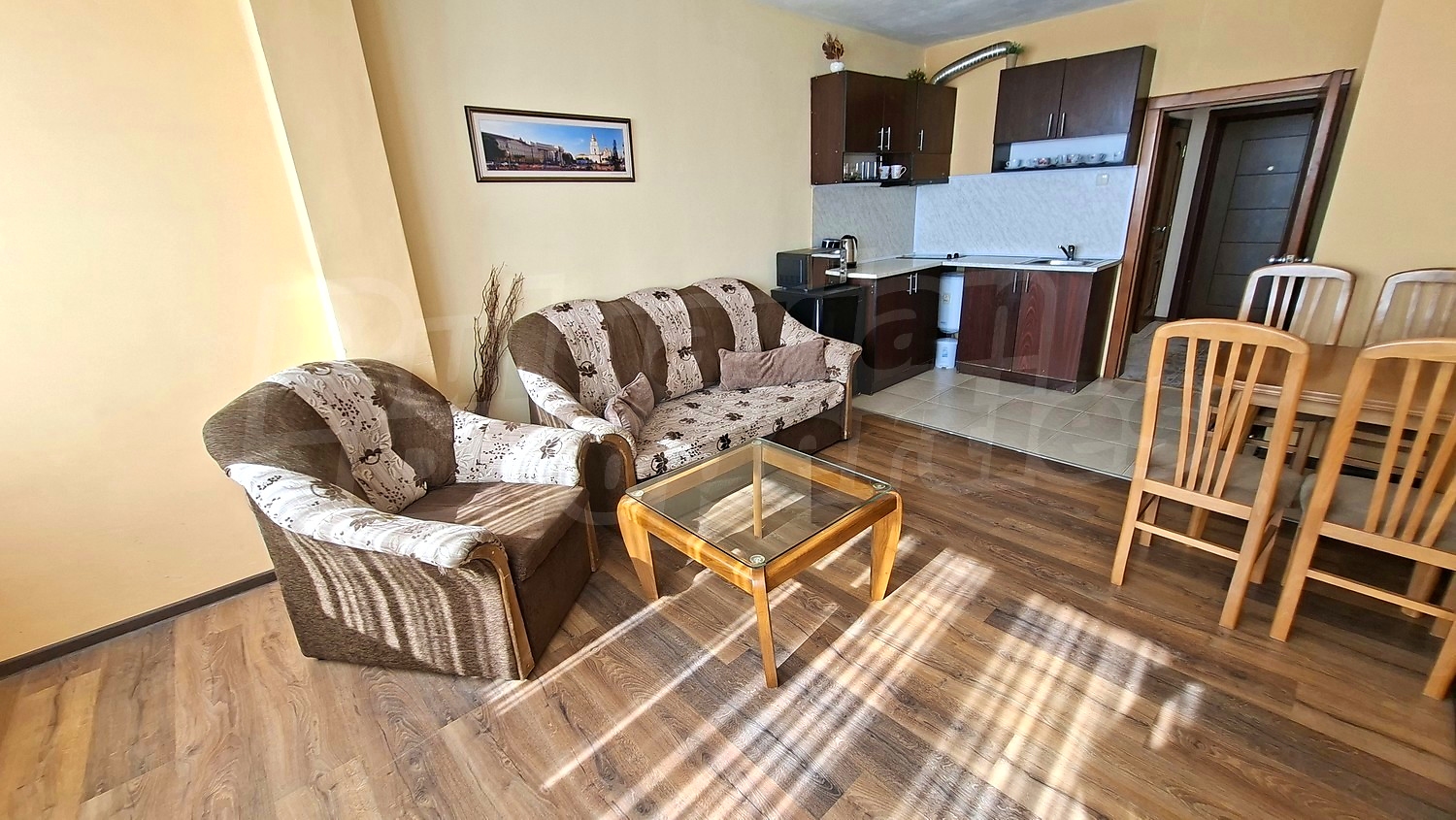 inside, living room, kitchen, furnished