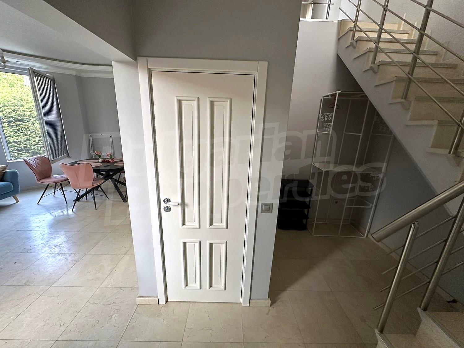 inside, stairs, living room