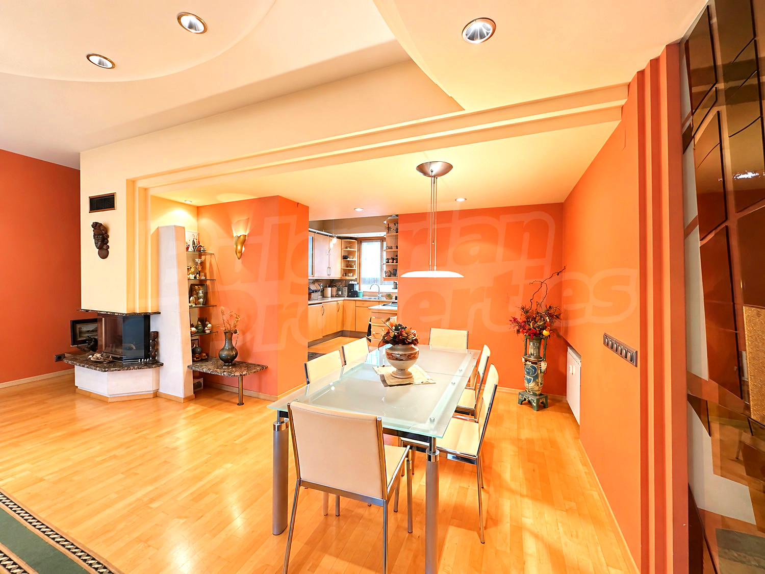 inside, kitchen, dining room, furnished