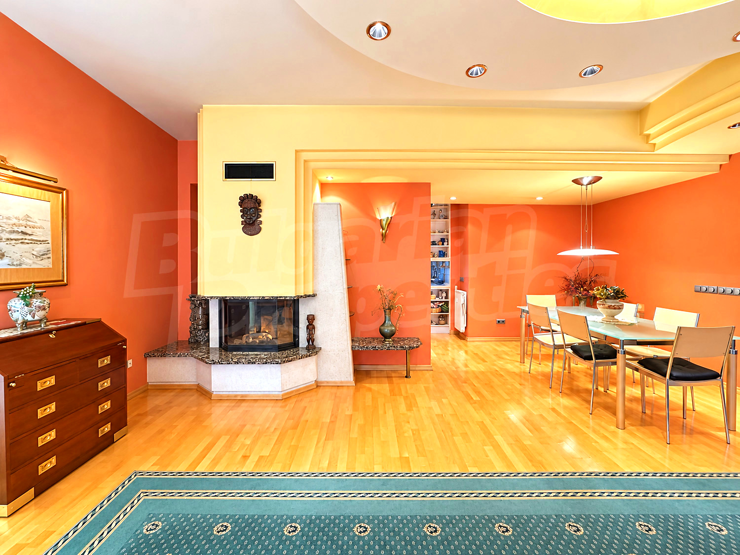 inside, living room, fireplace, furnished