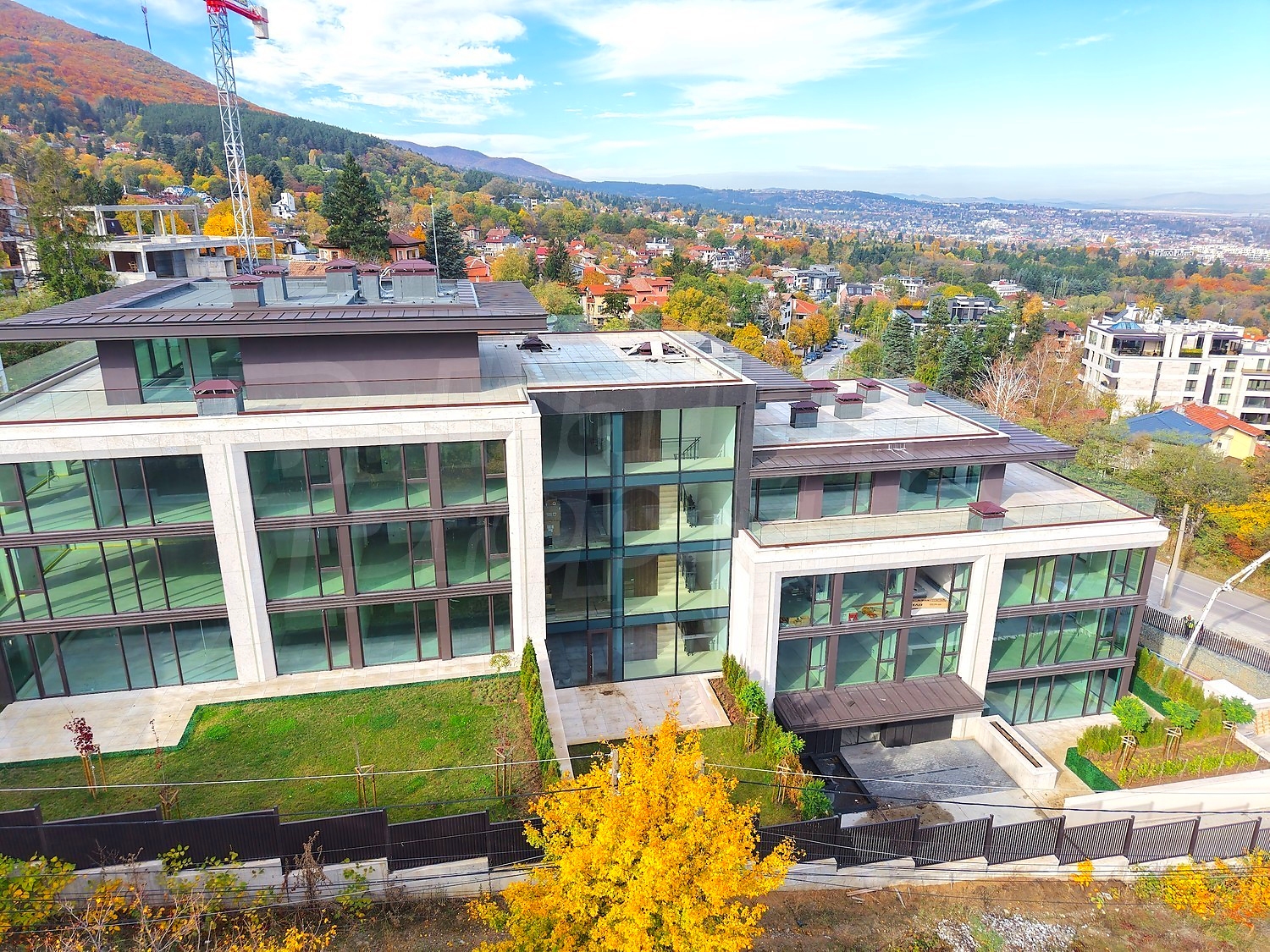 facade, outside, mountain, green area