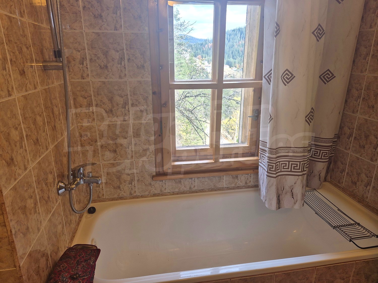 inside, bathroom, view from balcony