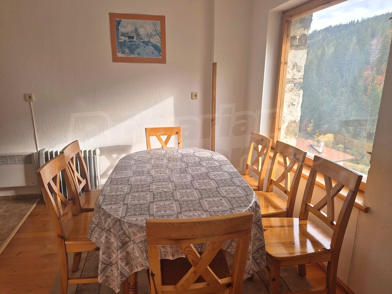 inside, furnished, view from balcony