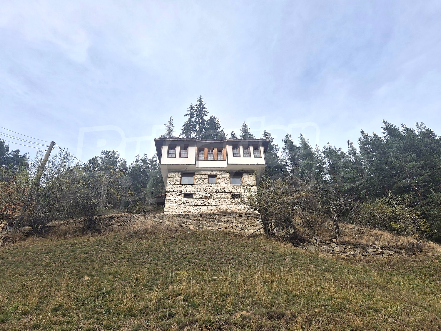 facade, outside, mountain, green area
