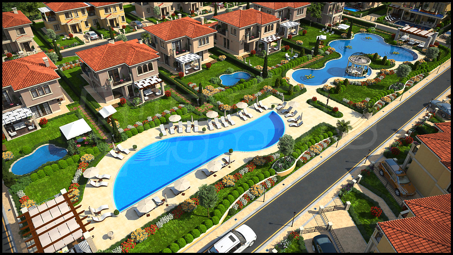 outside, garden, pool, green area