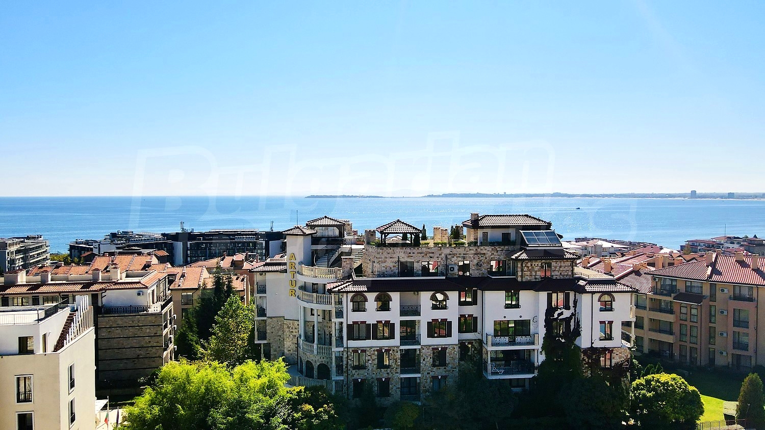 outside, sea, facade, green area