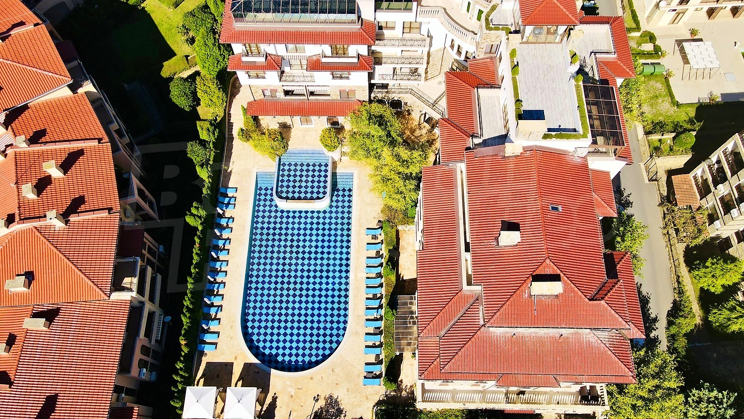 outside, pool, facade, green area