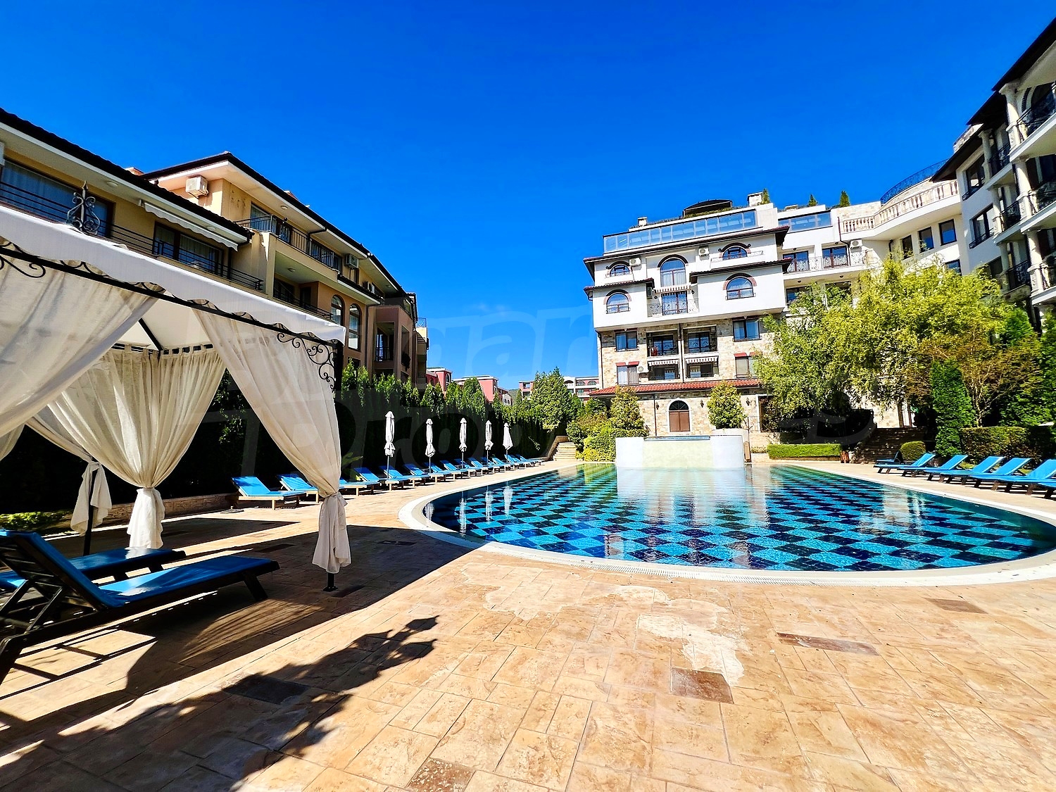 outside, pool, facade, garden