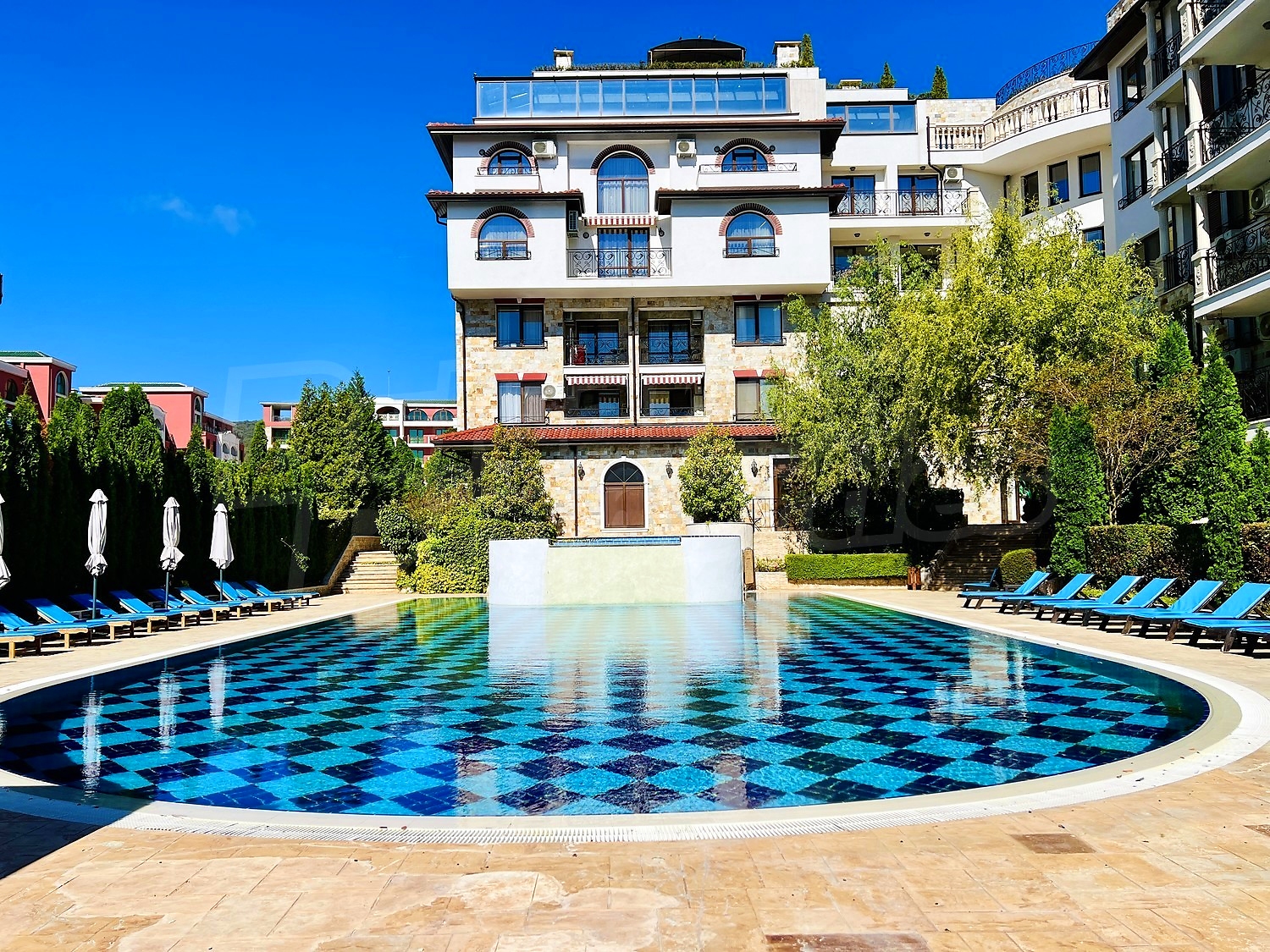 pool, outside, facade, garden