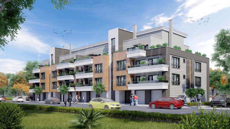 Quality residential construction with greenery, children's playground, garages and parking spaces Quality residential construction with greenery, children's playground, garages and parking spaces