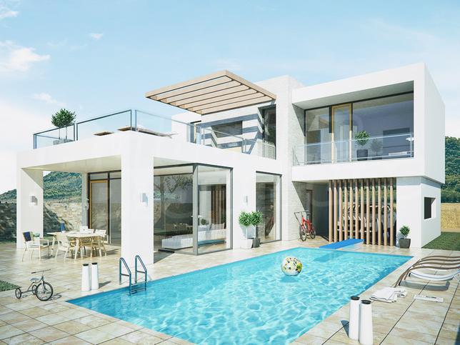 Modern houses in a new complex under construction near Burgas Modern houses in a new complex under construction near Burgas