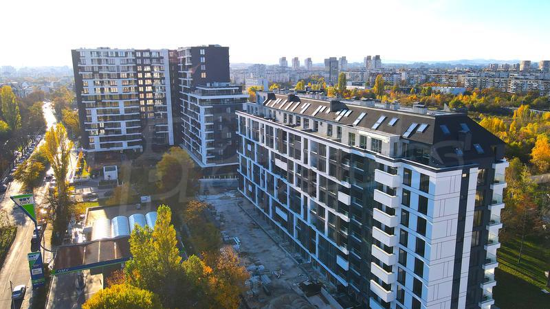 Stylish residential complex near metro station with progressive construction