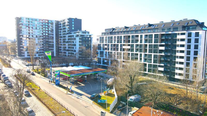Stylish residential complex near metro station with progressive construction