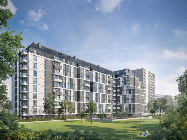 Stylish residential complex near metro station with progressive construction