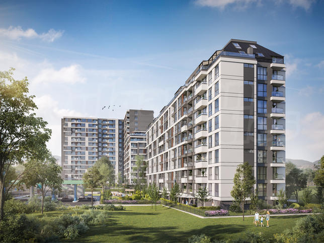 Stylish residential complex near metro station with progressive construction