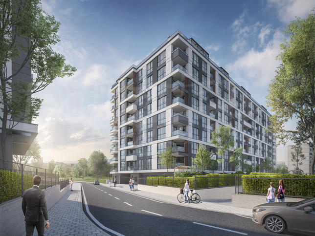 Stylish residential complex near metro station with progressive construction