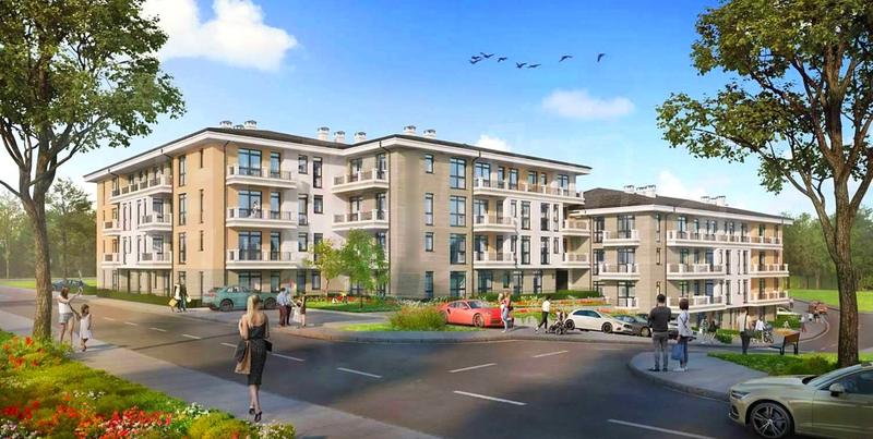 Modern apartments with garden access and children's playground.