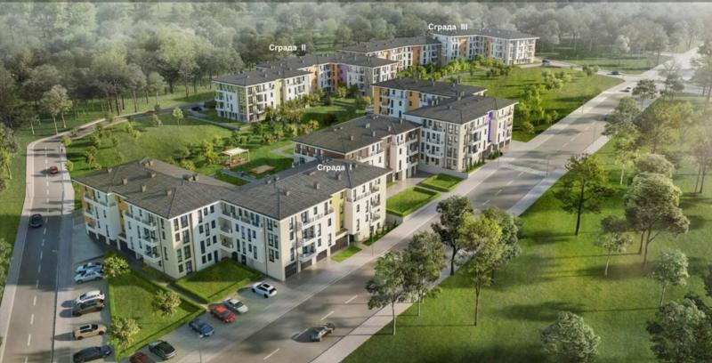 Modern apartments with garden access and children's playground.