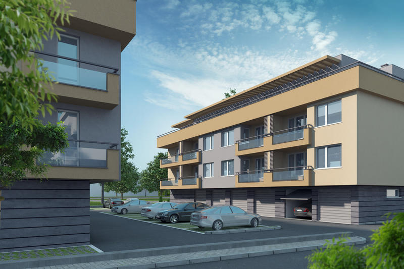 Two compact buildings in a quiet area with contemporary construction Two compact buildings in a quiet area with contemporary construction