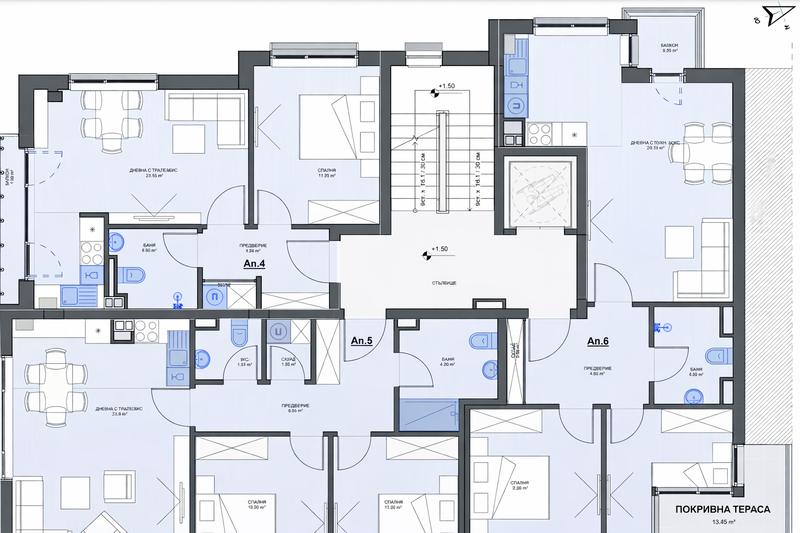 Functionally distributed communicative apartment near metro station, Paradise Mall and South Park