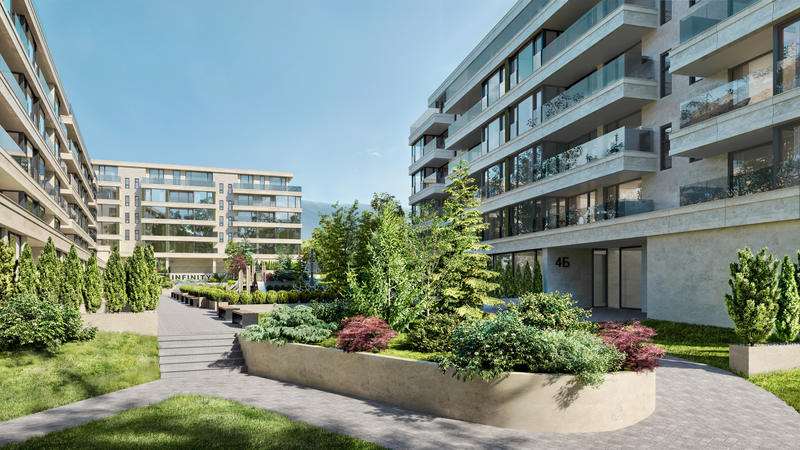 Functional and spacious apartments, high-class construction amidst greenery next to a kindergarten and easy access to key boulevards