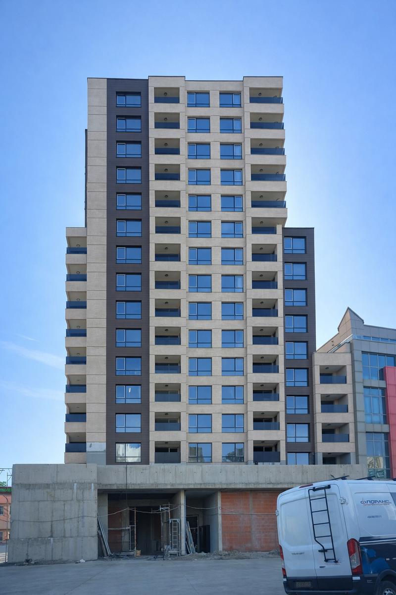 Apartments and shops in a new building near a metro station, public transport, supermarkets and a shopping center