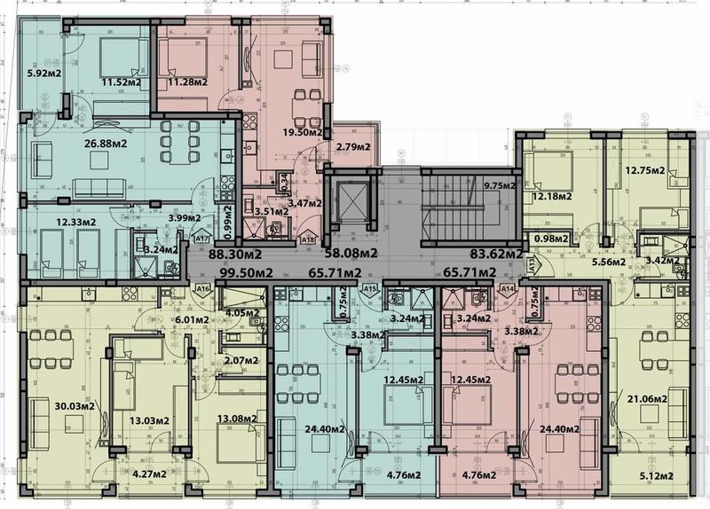 Four-storey building with unobstructed sea view next to kindergarten, bus stop, supermarkets