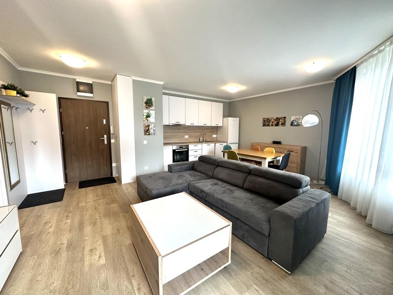 South-facing, fully furnished home in a luxury building with a parking space
