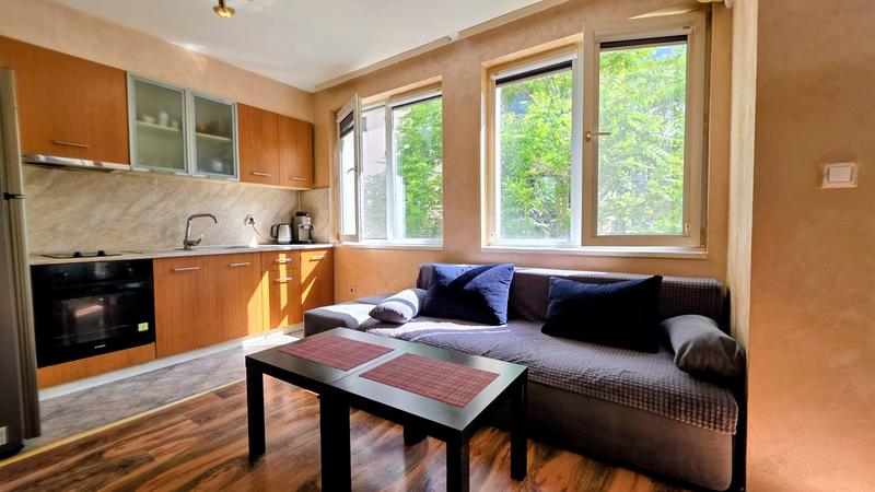 Furnished apartment in a small building with private garden and maintained common areas on the second line from Simeonovsko Shose Blvd.