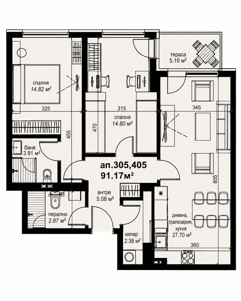 Spacious apartment with two bedrooms, large living room and excellent location near the center of the capital