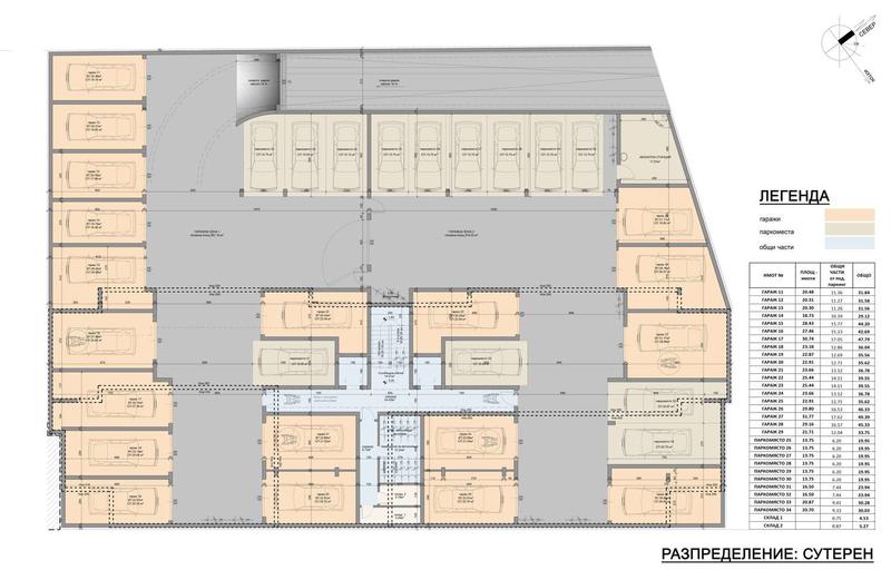 Parking spaces and storage premises in a developed area with excellent infrastructure