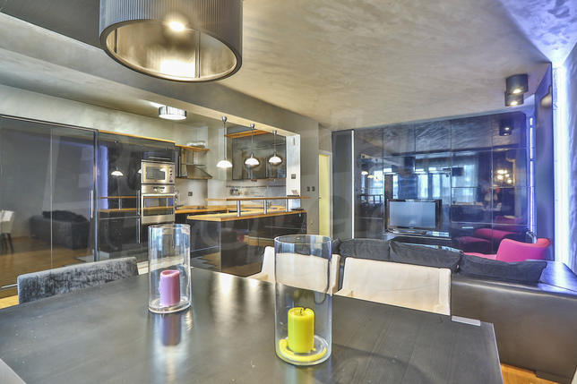 Apartment with designer furniture in a brick building near the metro station Apartment with designer furniture in a brick building near the metro station